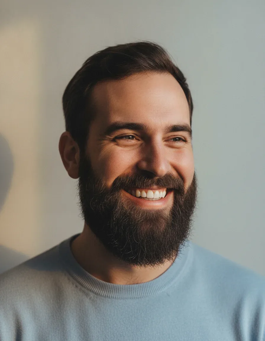 Uomo con la barba sorridente
